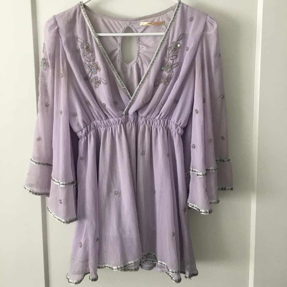 NEW Snidel Japan purple jewelry embellished top